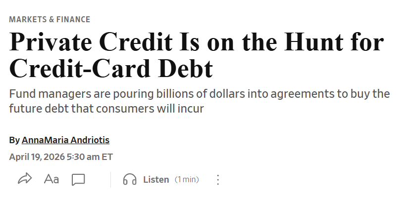 junkbondinvest's tweet photo. Private credit consumer loan holdings: 

> 2019: <$200B
> 2024: $350B
> 25% of new personal loans now funded by PC forward flow programs, up from 6%

Same deploy-or-die pressure, new counterparty https://t.co/XLD1JZbmCW