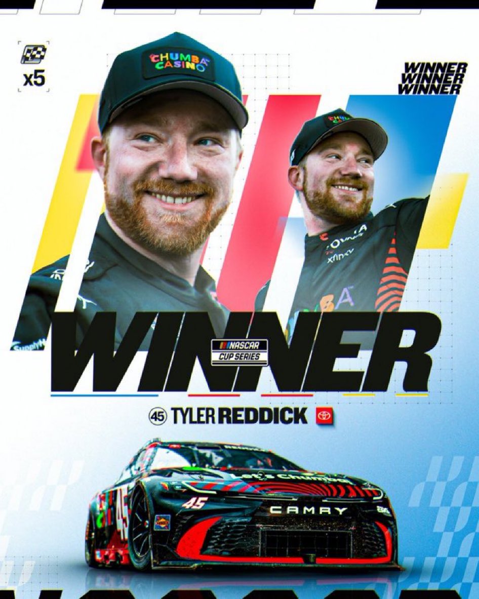 Páté vítězství sezóny získává Tyler Reddick.