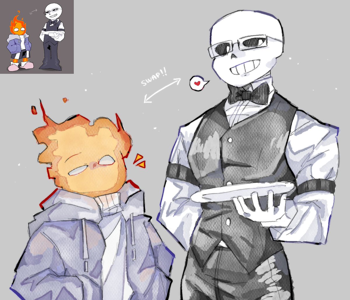 Yumesz_'s tweet image. Swap! #grillby #sans #undertale
