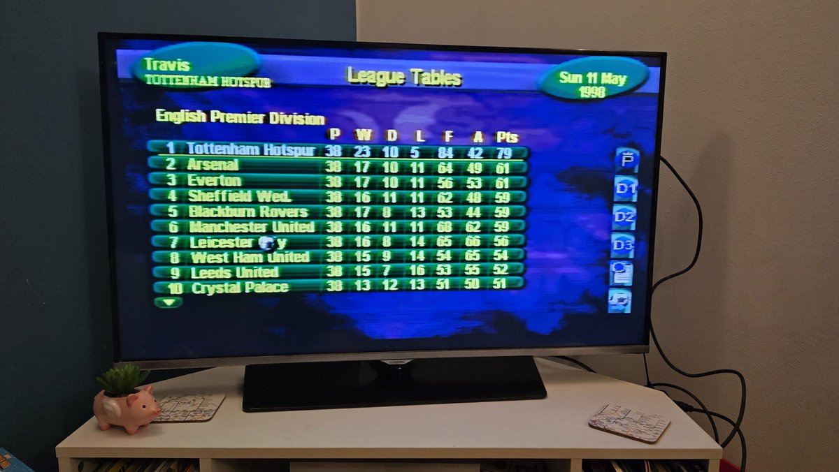 travchenko's tweet photo. Excellent Sunday evening righting the wrongs of Tottenham on Premier Manager 98 https://t.co/02rIUAtKzK