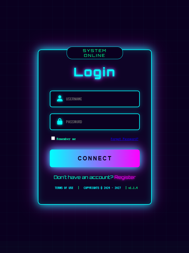 nexusAI_ofc's tweet image. 🚀 Nova Interface de Login - Tema Cyberpunk!
Atualizamos nossa tela de login com um visual neon cibernético bem mais moderno!

Glow ciano vibrante
Botão CONNECT com gradiente ciano → magenta
Tipografia com efeito neon
Fundo dark com grid sutil e "SYSTEM ONLINE"
#Cyberpunk