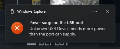 WyriHaximus's tweet image. Accidentally put USB-C into an USB-A port and Windows complained about a power surge  🫣 

#USB #Windows #USBA #USBC