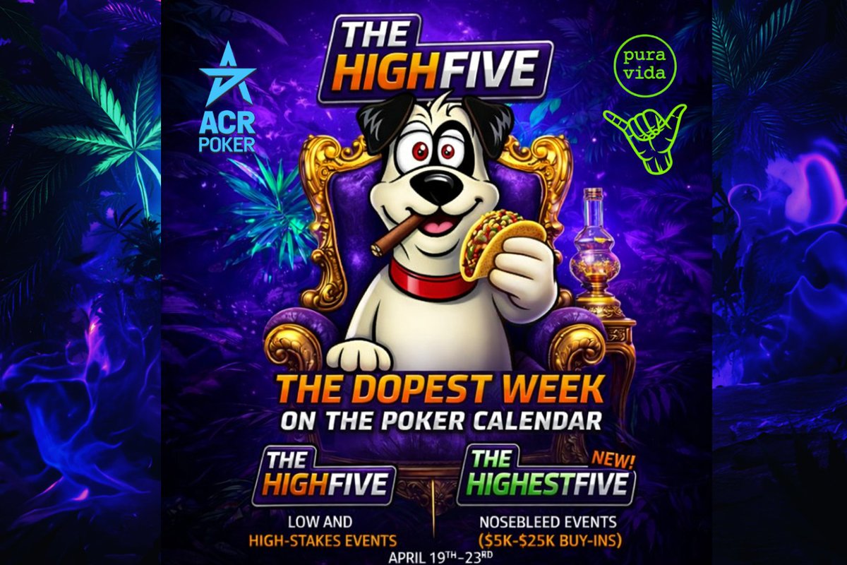 GizmoMoney's tweet image. High 5 series starts today on @ACR_POKER

The headiest poker tournament series of all time!   

 GL to all the dogs and grinders out there!  

 ¡Órale! Let's go!  

One time Simón!  

Use Code: GIZMO and sign up today!  

 #ACR #Good4Poker #Poker #Gambling #Cannabis #Stoner