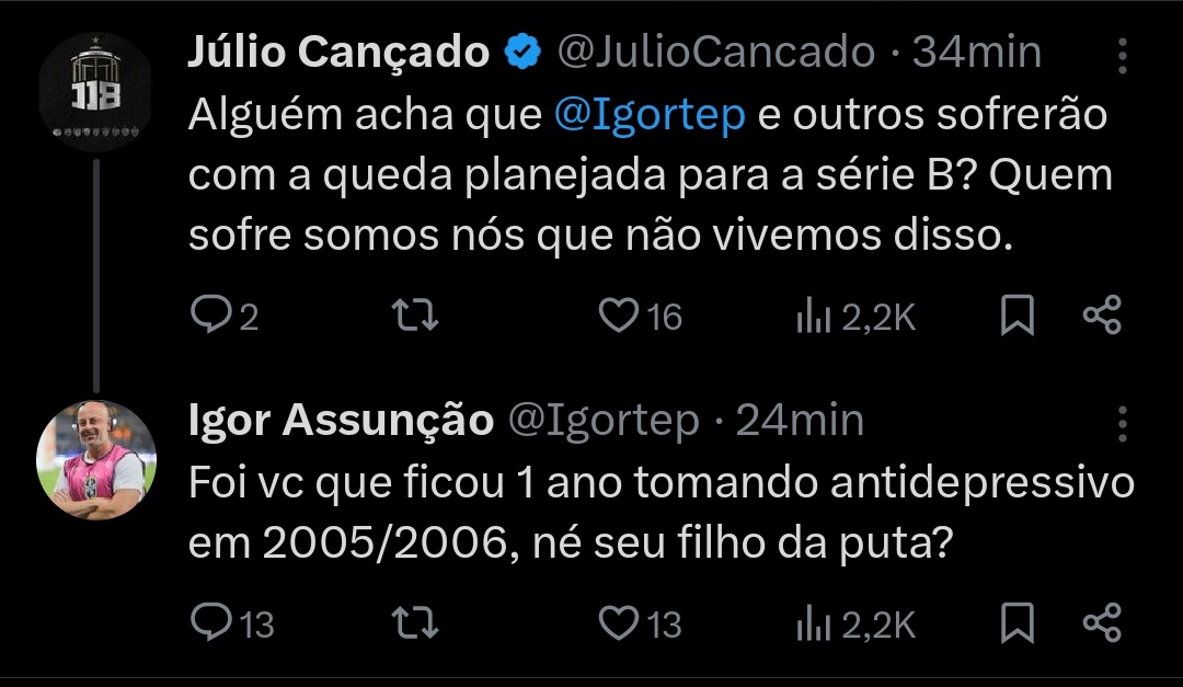 Jornalista setorista do <a href="/Atletico/">Atlético</a> chama torcedor de filho da put*

<a href="/radio98live/">98FM</a> <a href="/itatiaia/">Itatiaia</a>