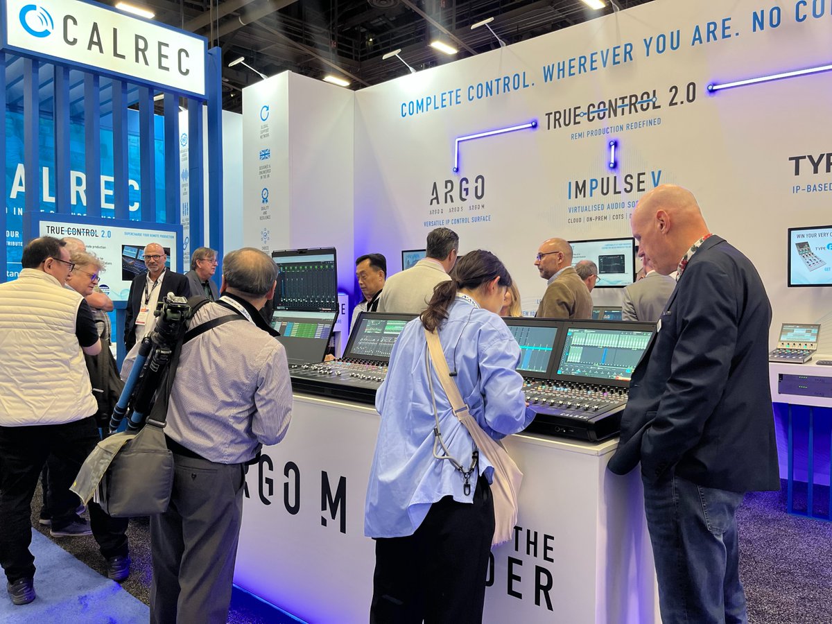 calrecaudio's tweet image. Day 1 at @NABShow is underway!🚀Visit us at Central Hall, Booth C6907 to explore the future of #broadcast #audio.

✔️ Argo M (48-fader)
✔️ Virtualised workflows with ImPulseV + @GrassValleyLive AMPP 
✔️ Argo/Type R &amp;amp; Offline Assist updates
✔️ True Control 2.0 for seamless REMI