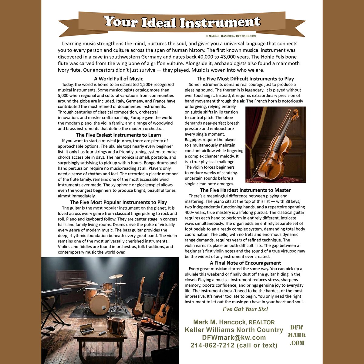 CollinRealty's tweet photo. Your Ideal Instrument
Download all Information Of Value and my other books for free at: https://t.co/v67sgJ4Md9

I’ve Got Your Six!

Mark M. Hancock, #REALTOR
KW North Country
214-862-7212
dfwmark@KW.com
https://t.co/ikhtZv4gcc

#DFWmark #InformationOfValue #music #BestInstrument https://t.co/7F8BiwQD0x
