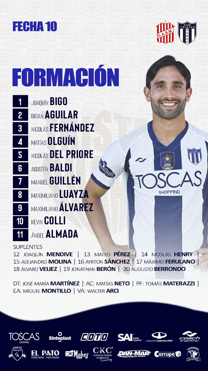 TSuarezOficial's tweet photo. #FORMACIONES

1⃣1⃣ iniciales de nuestro querido Lechero y el de @CASMOficial 

#SoydeSuarez https://t.co/3VMJMFA8tv