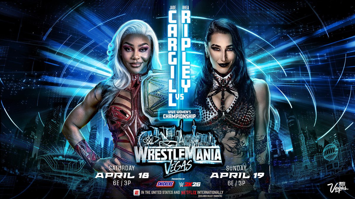 TYLEEAV's tweet photo. @WWE We wanted to see @Jade_Cargill kiss @RheaRipley_WWE  on WrestleMania 42 #WrestleMania https://t.co/eBwsPZYbSK