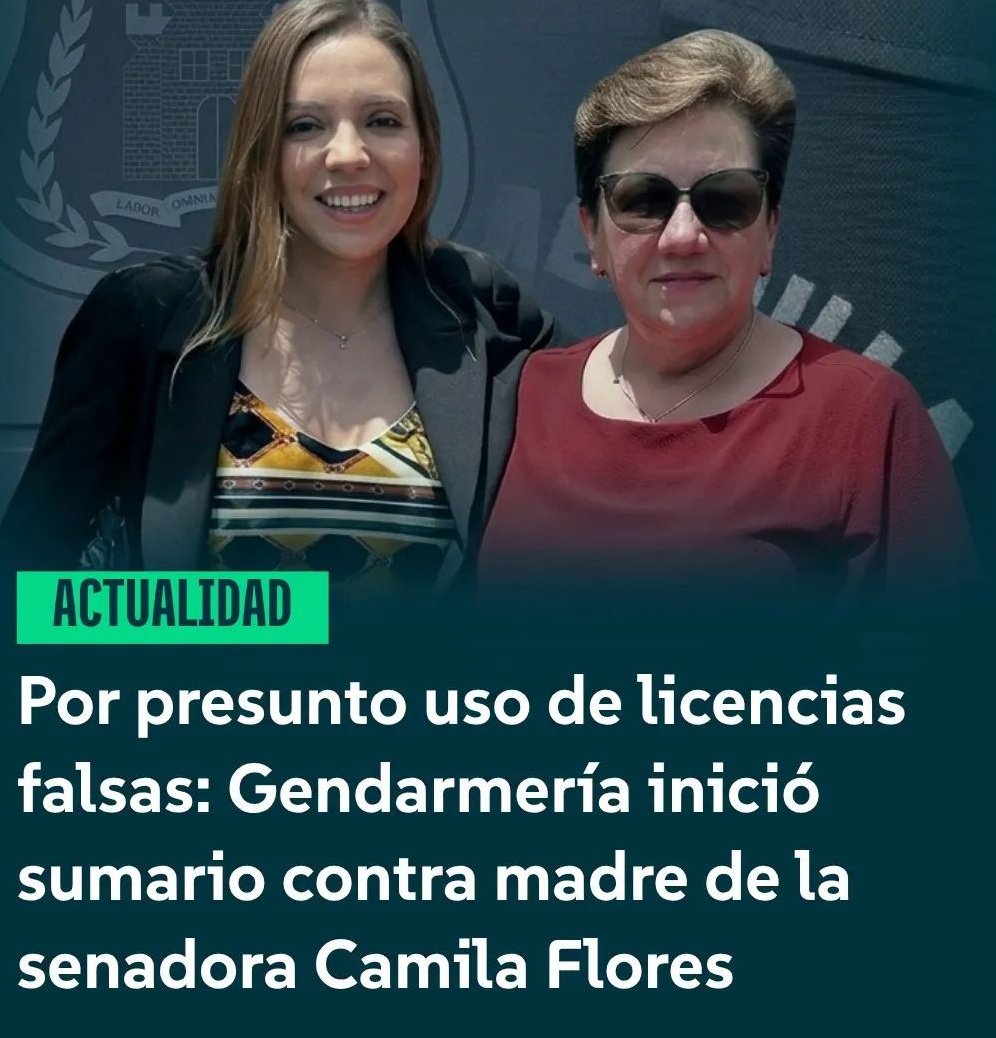 De los creadores del escándalo de las #cuotaFlores , ahora llega Verónica Oporto, madre de Camila Flores utilizando licencias falsas.  Contraloría oficiara a Gendarmería, tras recibir una denuncia anónima que da cuenta de lo ocurrido.