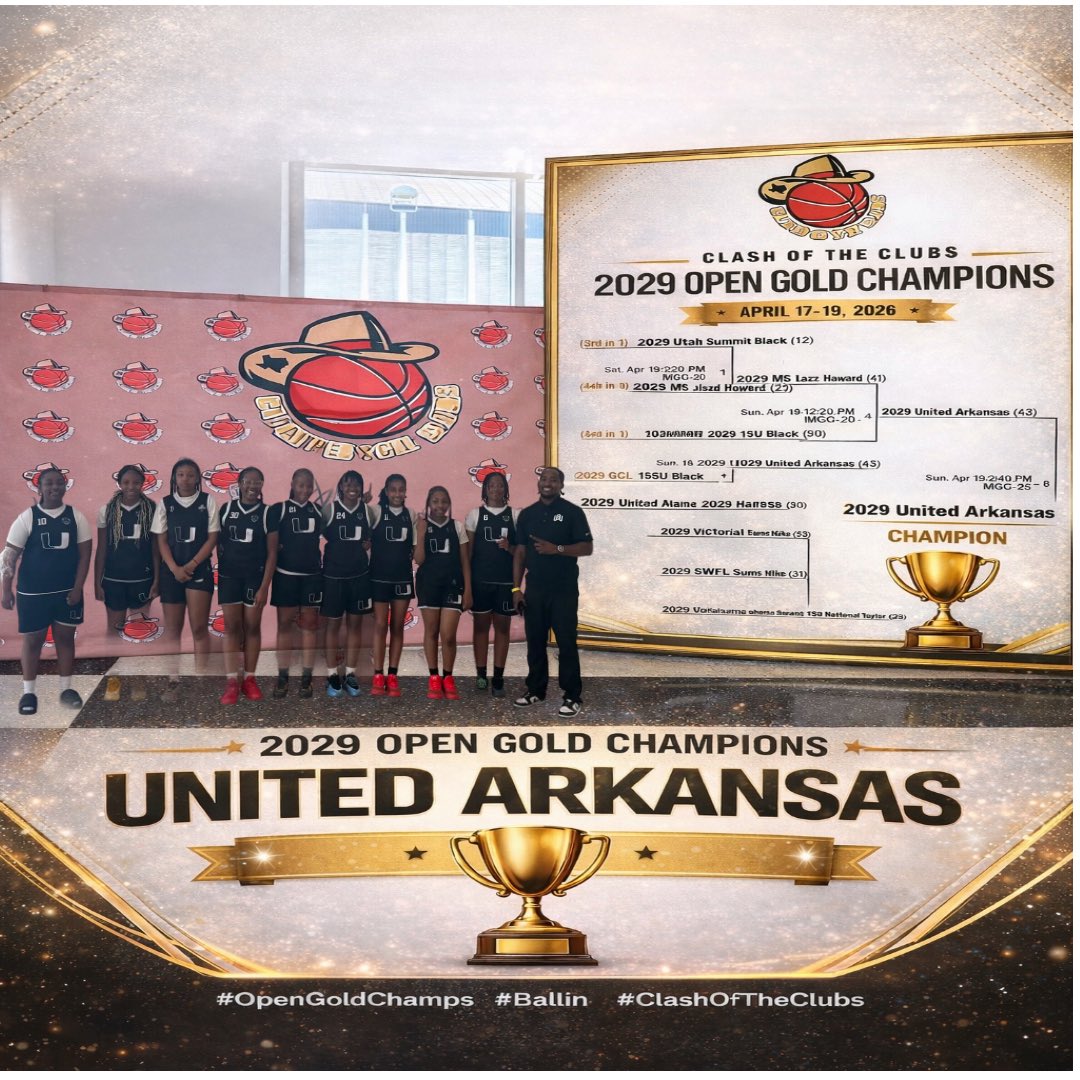 DOWN BUT NEVER OUT. 
2029 United Arkansas fought back and finished on top. 🏆
OPEN GOLD CHAMPIONS

#UnitedArkansas #OpenGoldChamps #ClashOfTheClubs #Ballin #ExposureEqualsScholarships <a href="/ohiobball/">Shawn O'Neal</a>  @selecteventsbasketball
