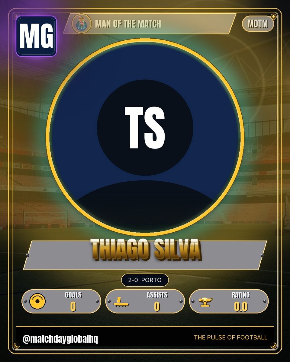 matchdaynetwork's tweet image. 👑 MAN OF THE MATCH
THIAGO SILVA
0G  0A  Rating: 0.0

.
.
#MatchdayGlobal #Football #MGHQ #Porto #Tondela #ThiagoSilva