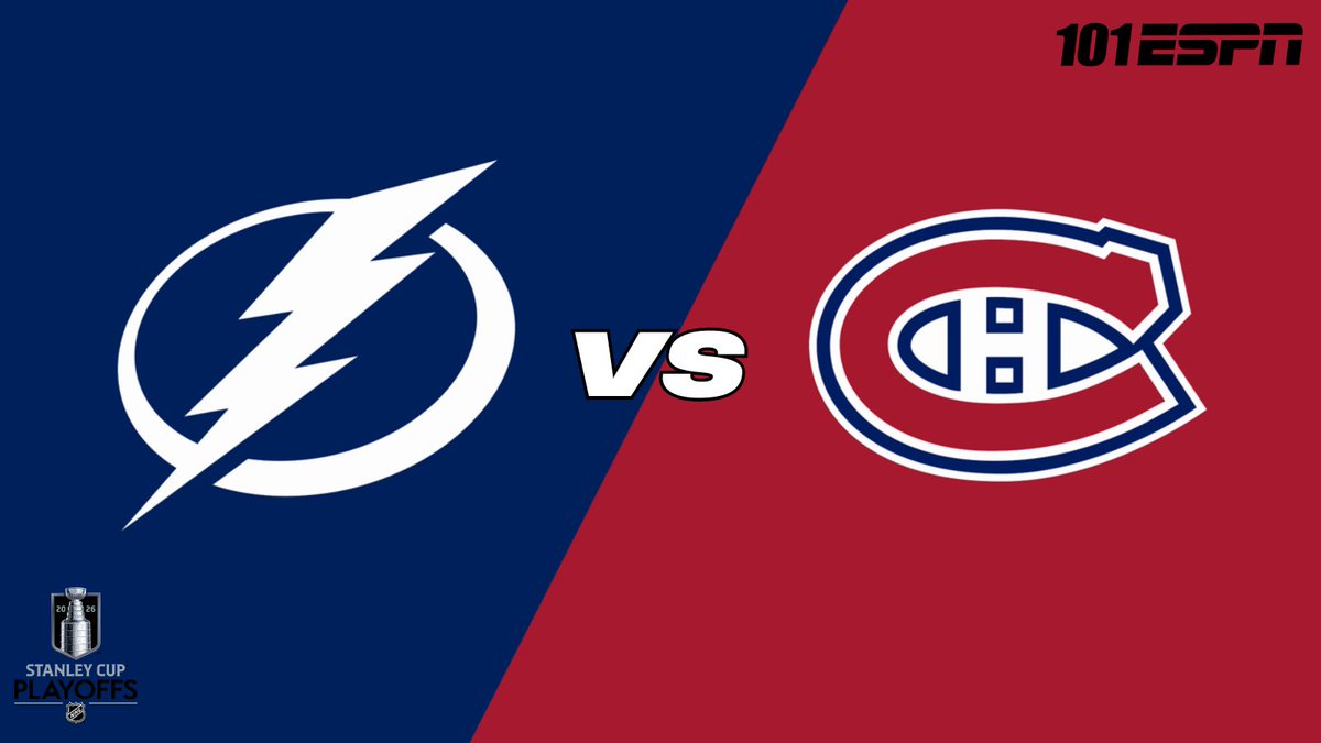 101espn's tweet image. The Stanley Cup Playoffs are on 101 ESPN

🏒 #Lightning vs. #Canadiens
🕟 Puck Drop at 4:45 PM
📍 Benchmark International Arena
🔊 live.101espn.com/listen
📻 101.1 FM