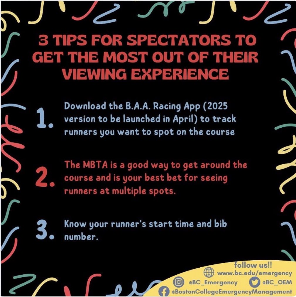 BC_OEM's tweet image. MarMon is finally here! Here are some final reminders:

Have fun and be safe! 🦅🦅💙💛

#emergencyready #bostonmarathon #bostoncollege