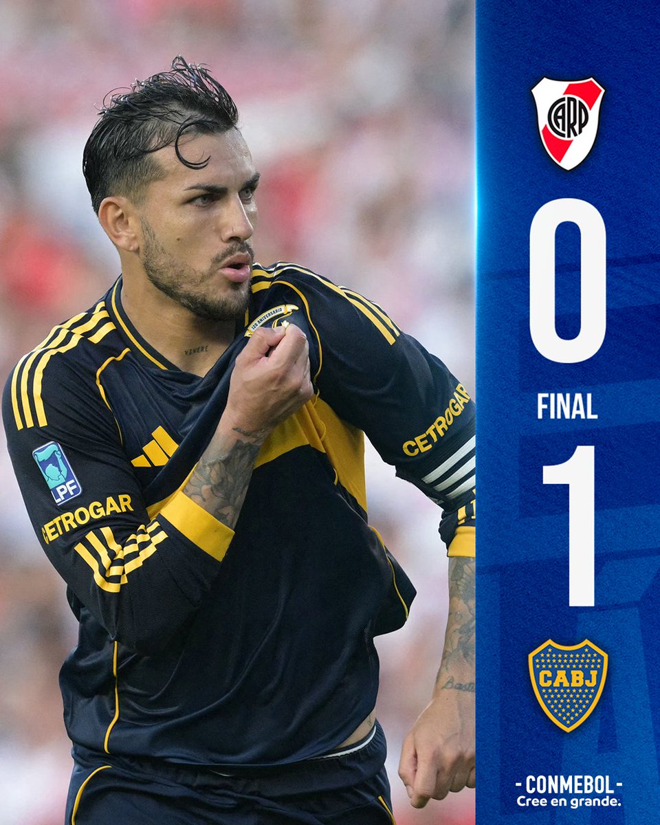 CONMEBOL's tweet photo. ¡Victoria de @BocaJrsOficial en el Superclásico de Argentina! 🔵🟡 https://t.co/7WNgaGbw8K