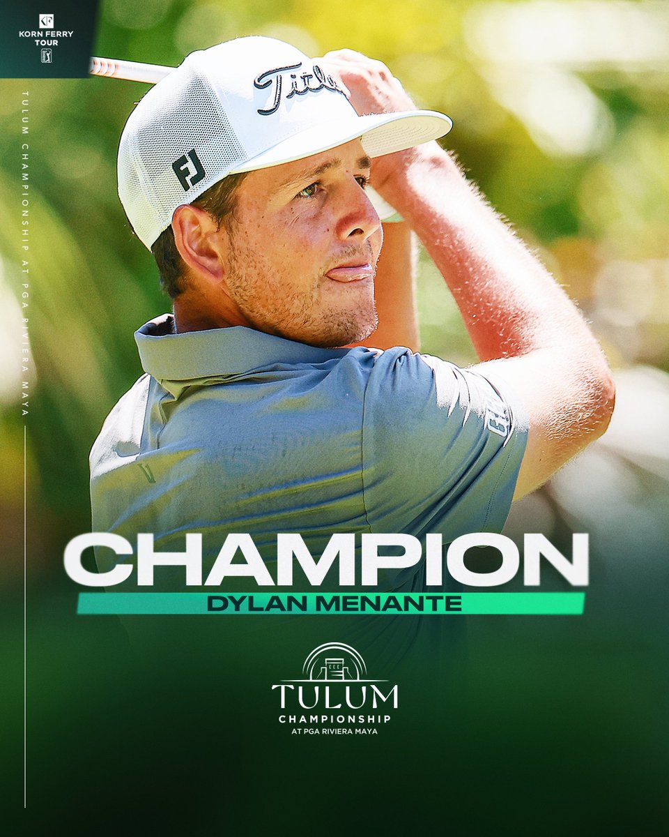 KornFerryTour's tweet photo. Menante magic in Mexico 🏆🇲🇽

Dylan Menante wins the Tulum Championship at PGA Riviera Maya for his first professional victory! https://t.co/2GchfyKjzO