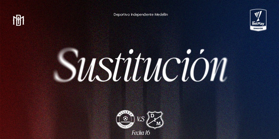 DIM_Oficial's tweet image. ⏱️ 41' | Alianza FC 0-0 Medellín

Sustitución en el #Poderoso.

⬇️ Alexis Serna #8 🟨 
⬆️ Luis Escorcia #5

#DaleMedellín