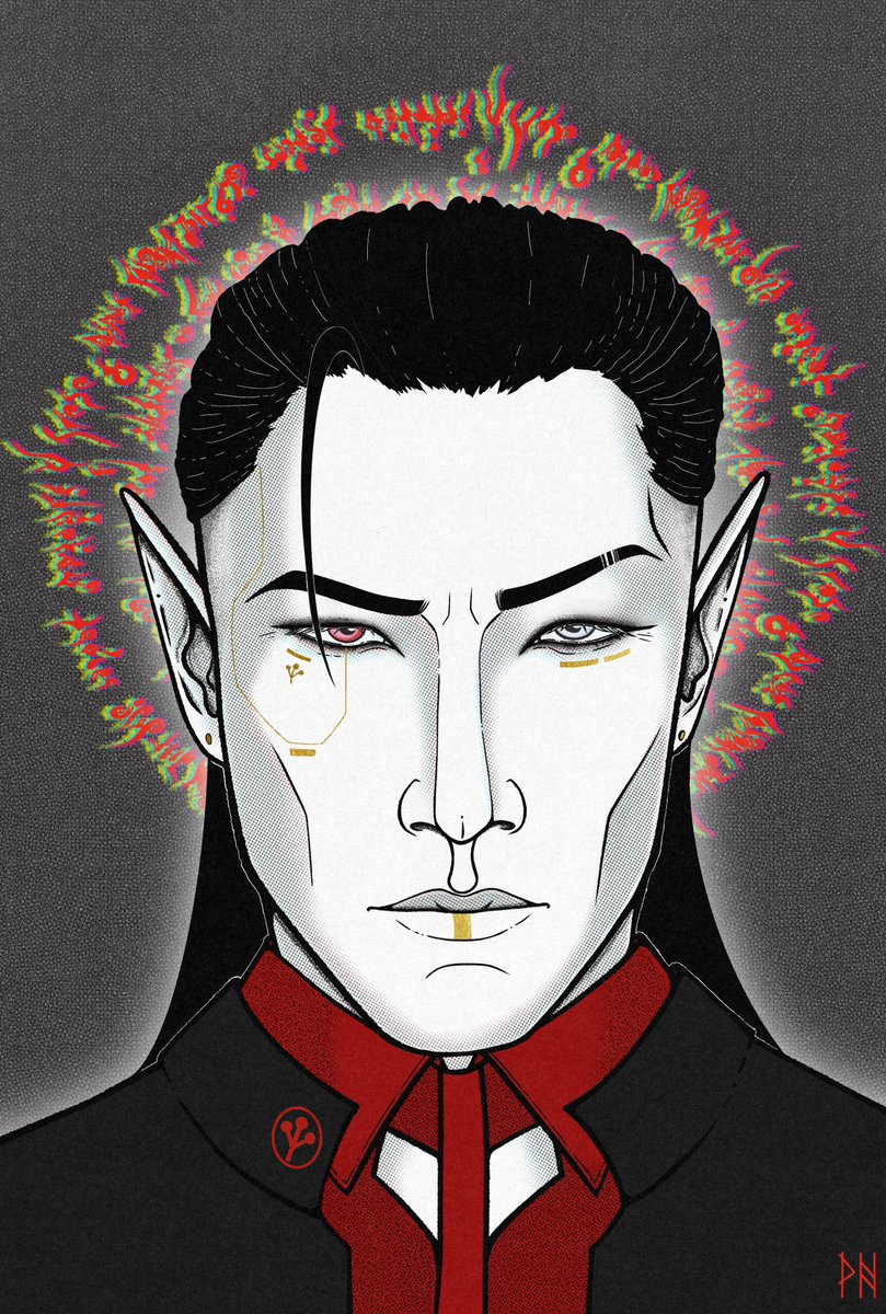 phcraftlove's tweet image. I’m in the middle of my first Cyberpunk 2077 playthrough, and it’s a perfect excuse to draw cyber!Caz. He’d fit into the toxic Arasaka corporate culture so well, mean bitch that he is ❤️

#cyberpunk #cyberpunk2077 #bg3 #cazador #cazadorszarr