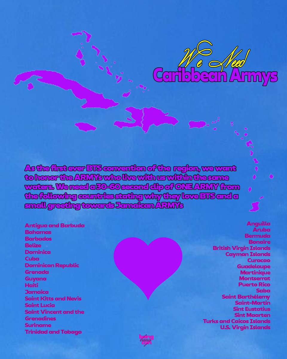 876_BTS's tweet photo. We need Caribbean ARMYs for BANGBANGCON! 

As a region that gets mentioned once a fortnight by the boys, it’s important that we all stick together! The first ever BTS convention of the region is coming and we want to include EVERYONE in the fun! https://t.co/mPWdcQ2WNA