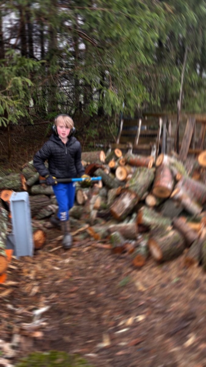 simoningall's tweet photo. Kid helped me split firewood this afternoon in the snow and slush.

He just wants to use the pickaroon. https://t.co/BVAF3jazXS