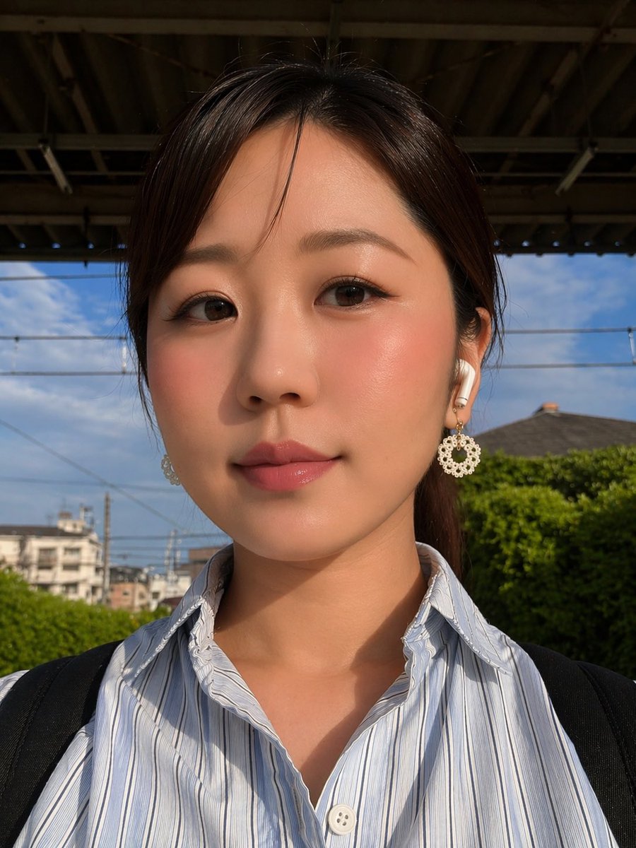 sari2023second's tweet image. 資生堂で　#inoui の限定アイシャドウかったぜ
今日はそれに合わせてシャツと白いイヤリングと眉も黒にした

いってきまっす