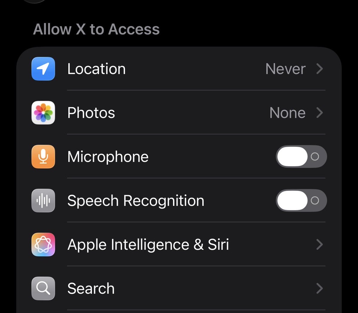 Privacy from @x doesn’t longer exist 
I’ve my photos restricted from the app and yet when I start posting a new “tweet” and I hit the media button it shows the entire album. What a crazy thing. I don’t know if this is <a href="/Apple/">Apple</a> fault or @x fault