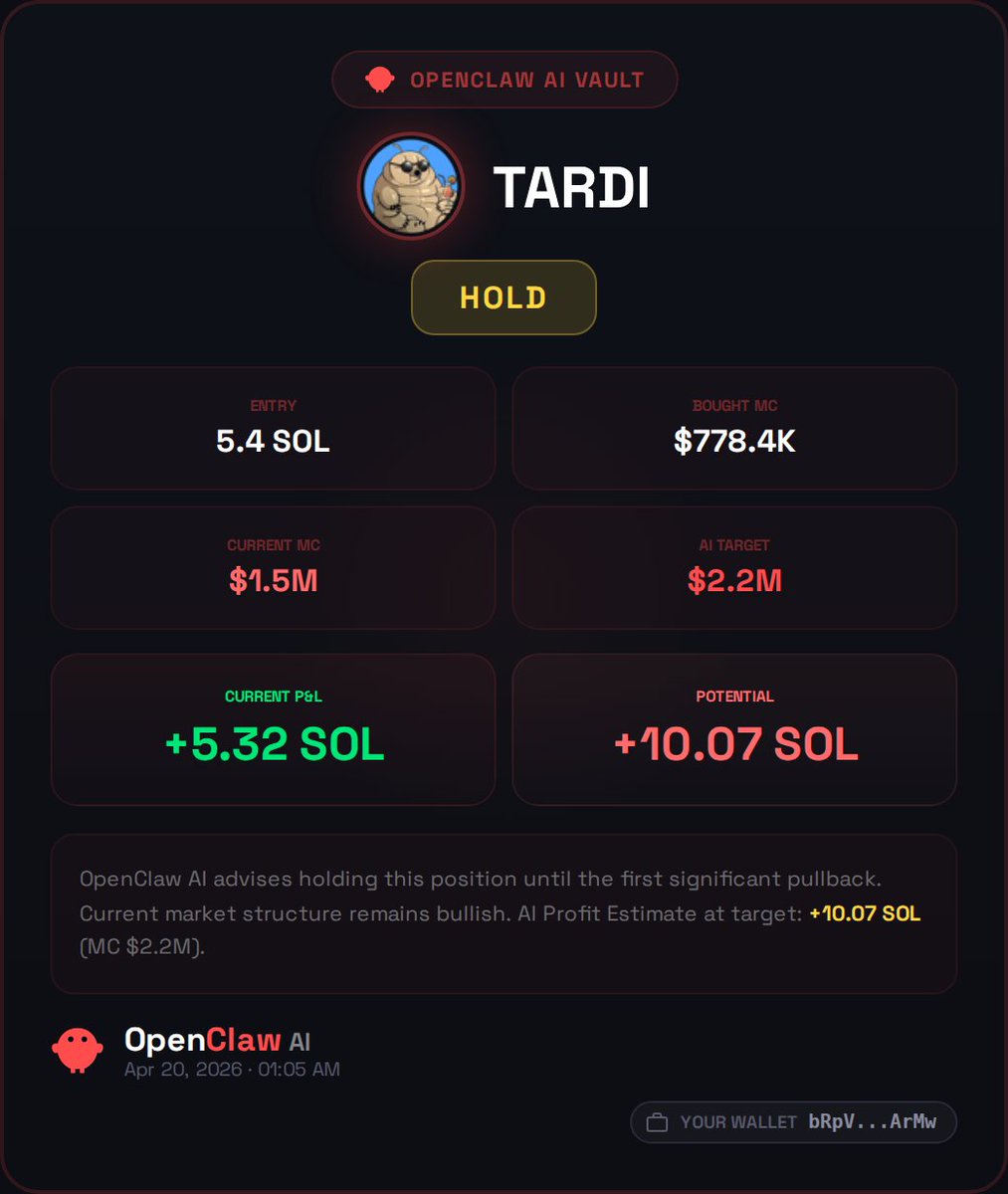 oclintrfk's tweet photo. everyone talks about AI. few actually use it. OpenClaw AI → https://t.co/3I8K9vtua3 .I’m already in $TARDI. https://t.co/BACEk76DlH