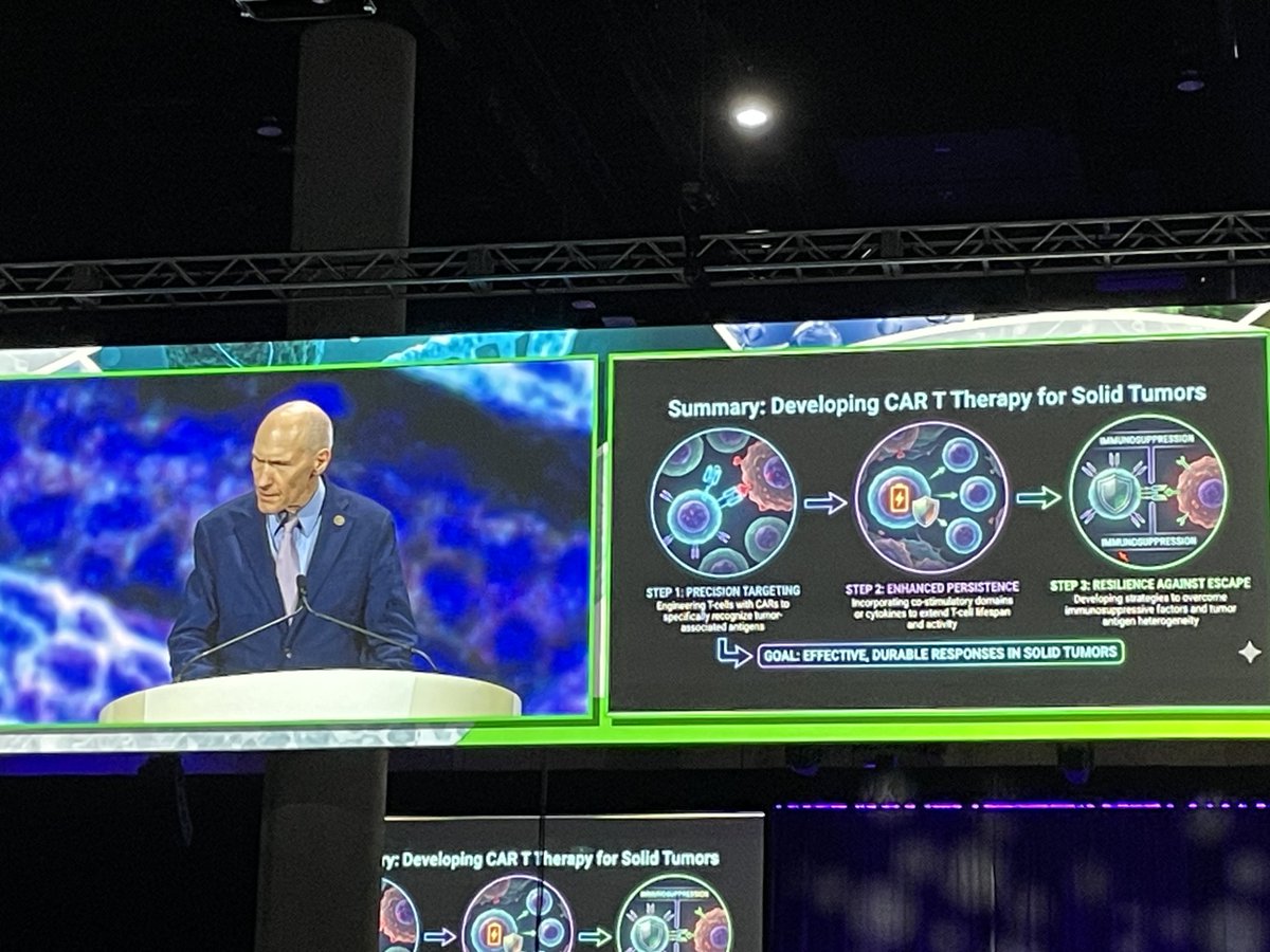 PennMedicine's tweet photo. “I think the field is making rapid progress and there’s a lot of promise.” @carlhjune on the evolution of CAR T cell therapy for solid cancers in the Opening Plenary Session @AACR today. #AACR26 https://t.co/nxHX2W5kk7
