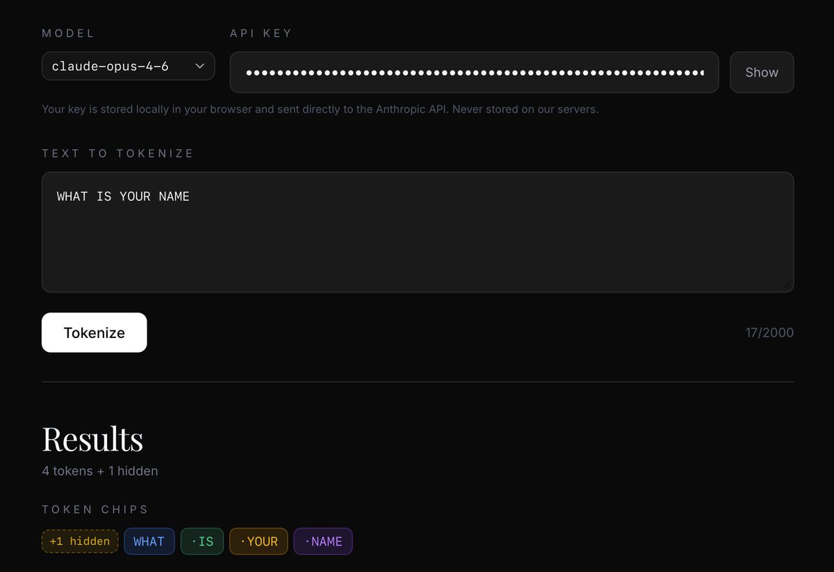 rob_kopel's tweet photo. @bllchmbrs @nrehiew_ Looks like uppercase is now one largely one letter per token - they got rid of my favourite hidden token, the CAPS LOCK token

here if you want to play: https://t.co/JpxG5taojg https://t.co/gWdNe0ECJ6