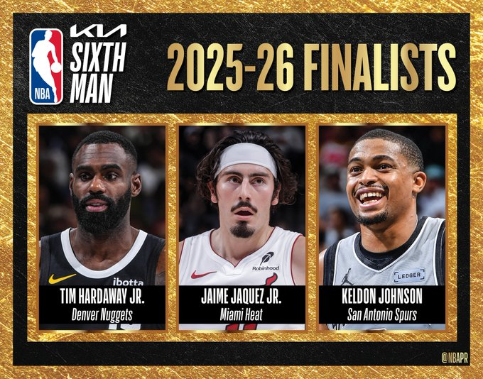 DonHarris4's tweet photo. Finalists for 6th Man include KJ. https://t.co/DkPbT9OuES