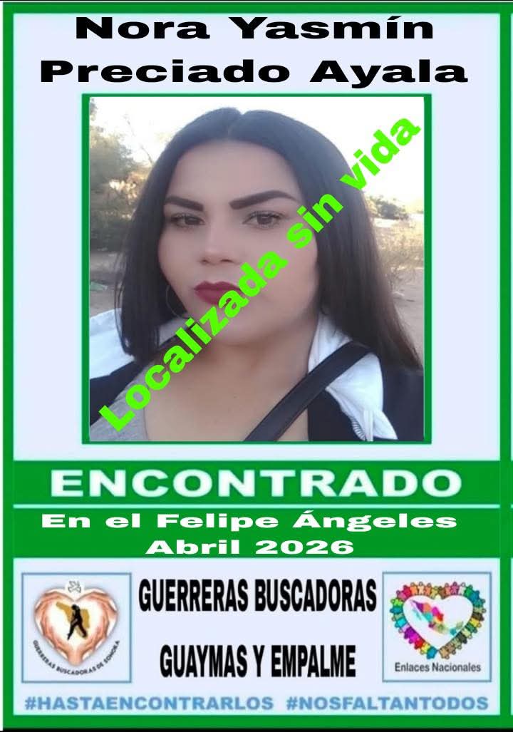 AguedaBarojas's tweet image. #Guaymas Nora desapareció el 20 de marzo de este año, un mes después fue encontrada sin vida en el cementerio clandestino del Ejido "Felipe Ángeles".
#Sonora
#Desaparecidos