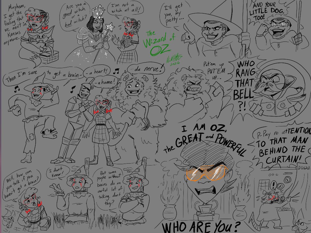 Zinzabee's tweet image. Rise of the Wizard of OZ doodles for a musical theater magma #rottmnt #wizardofoz