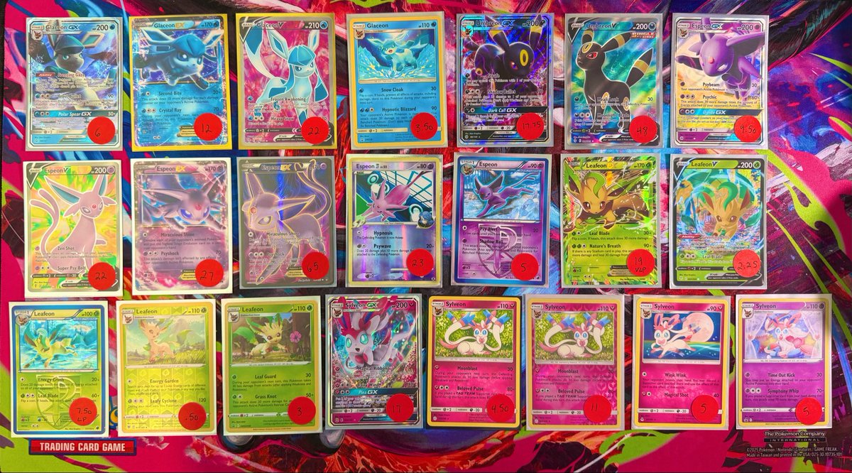 Stack Sale Post 5️⃣

Glaceon-Umbreon-Espeon-Leafeon-Sylveon
NM unless condition labelled

✨Type name and position to claim
✨Add $1 PWE (up to 3 cards) or $5 BMWT
✨Check Pinned Vouches on profile