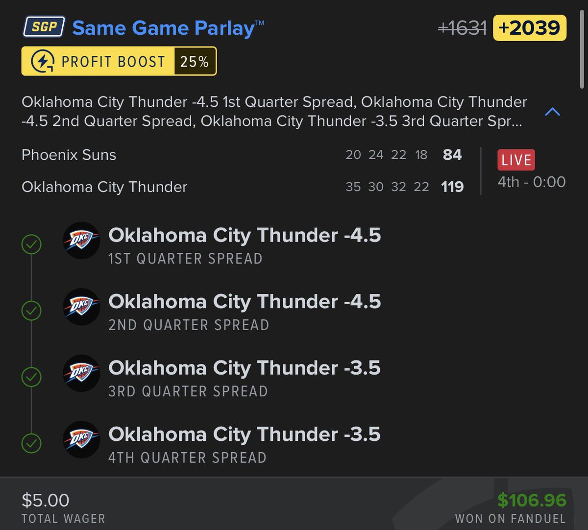 princeluvsyouu's tweet image. OKC ALWAYS WILL CASH!!! 
💸 

#Gambling𝕏 #parlays #gambling #money