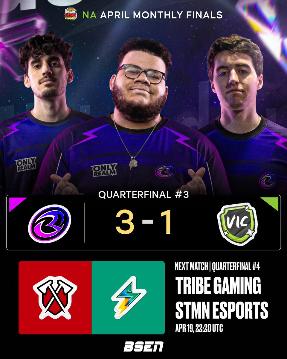 OfficialBSEN's tweet image. It's a return to glory for @OnlyRealmgg as they blast off to Brawl Cup with a 3-1 over VIC. 🚀

Next up: 
@TribeGaming vs @STMNesports 

#BSC26 #NA