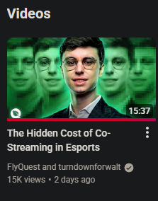 IWDominate's tweet image. This @FlyQuest video goes down as one of the worst videos I've ever watched from an esports org.

The first 10 minutes demonize content creators using lies of omission and dishonest framing but somehow the last 5 become a promotion for their own content creators?

I have no idea