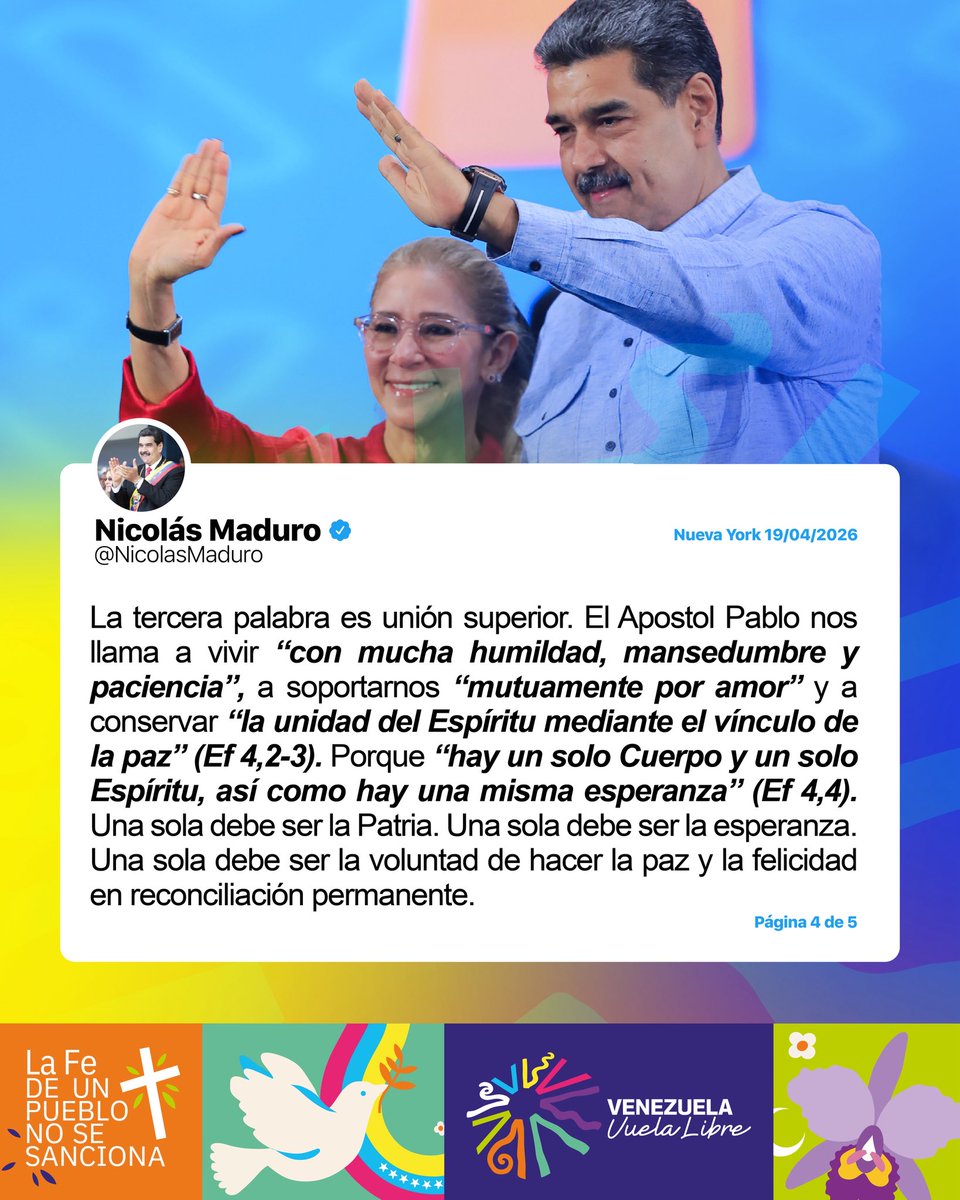 nicmaduroguerra's tweet photo. Peregrinación permanente por la Unión, la libertad y la felicidad de nuestra Patria. ¡Dios bendice a Venezuela! https://t.co/UT5xubOE3j