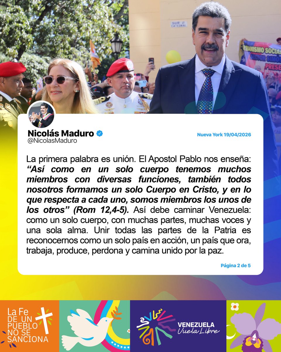 nicmaduroguerra's tweet photo. Peregrinación permanente por la Unión, la libertad y la felicidad de nuestra Patria. ¡Dios bendice a Venezuela! https://t.co/UT5xubOE3j