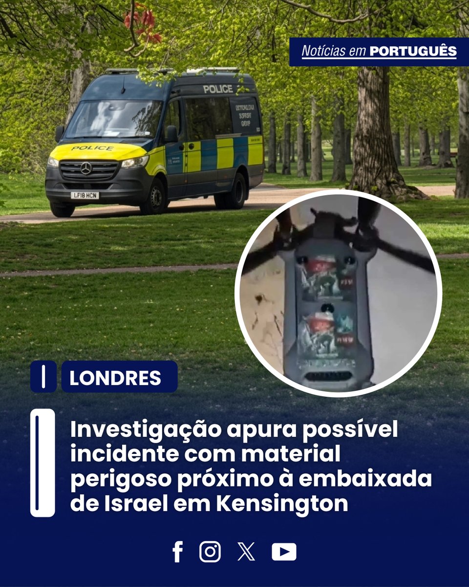 jornalNEP's tweet image. A Met Police está investigando um possível incidente envolvendo substâncias perigosas nas proximidades da embaixada de Israel, em Kensington. 
Como medida preventiva, o acesso ao Kensington Gardens foi bloqueado após a descoberta de objetos suspeitos.
#Londres #Kensington