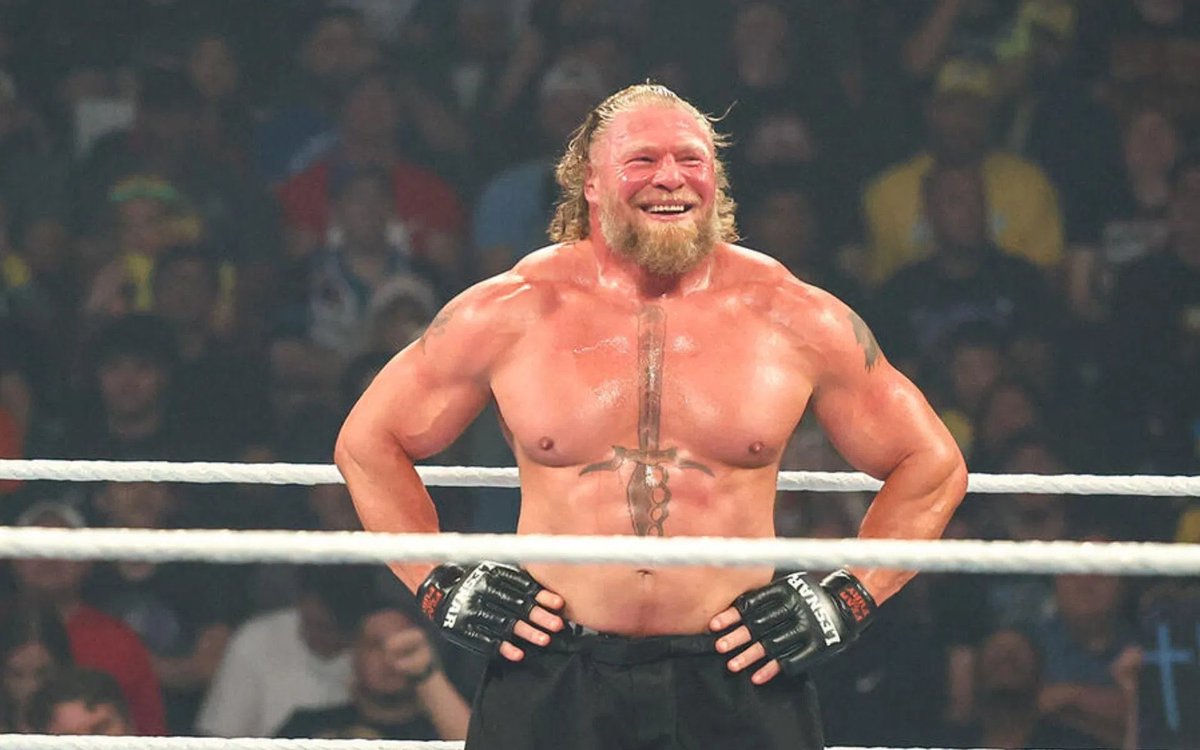 Cigano300's tweet photo. Brock Lesnar was incredibly selfless in this feud w/ Oba Femi.

He let Oba have the upper hand on him the ENTIRE time and then put him over at the biggest show of the year.

Made a superstar on the way out.

Thank you, Brock. One of the all time decorated GOATs. 🫡 https://t.co/uOOi6KLtMZ
