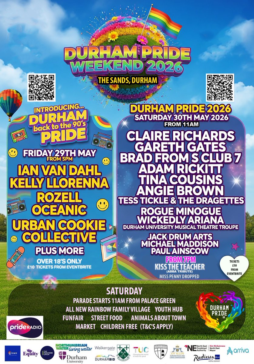 Durham_Pride's tweet image. Friday Night only
eventbrite.co.uk/.../back-to-th…...
Saturday - All day and night
eventbrite.co.uk/.../new-date-d…...
ABBA Night -Saturday night only
eventbrite.co.uk/.../abba-night…...
#WeAreStillHere #durhamprideuk #durhamuniversity #durhamevents #durhamcity