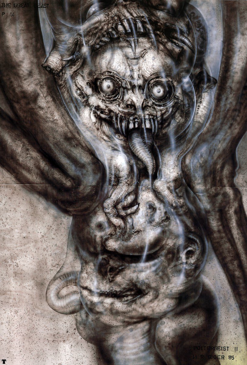 Concept drawings by the legendary Swiss artist H.R. Giger created for the horror sequel POLTERGEIST II: THE OTHER SIDE (1986).
