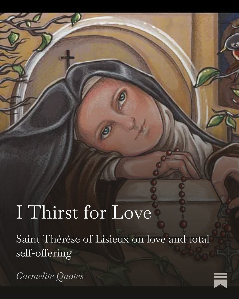 carmelitequotes's tweet image. 🔥 What does it mean to love Christ completely? Saint Thérèse of Lisieux answers: to give everything—even suffering, even what remains hidden.

🔗 twp.ai/4hqCce

#StTherese #Catholic #Prayer