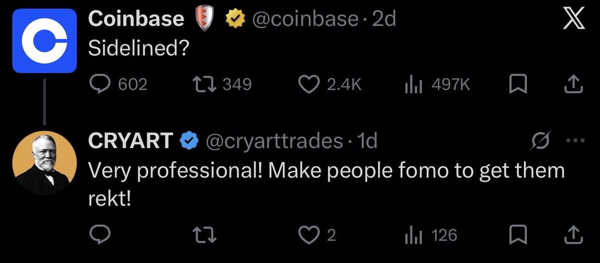cryarttrades's tweet image. Collectively, i would sabotage and delete accounts after this post! Very unprofessional! It was literally the top! @coinbase #coinbase