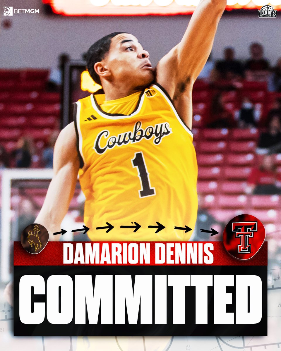 NEWS: Wyoming transfer Damarion Dennis has committed to Texas Tech, per <a href="/JoeTipton/">Joe Tipton</a>

He averaged 11.2 PPG, 3.2 RPG, and 1.3 APG this past season, earning ihm All-Mountain West honors.