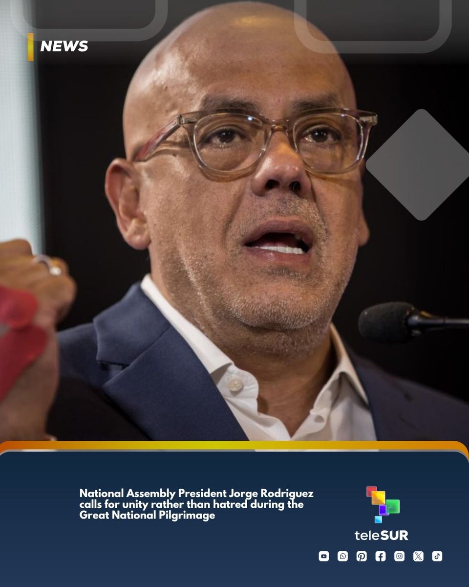 telesurenglish's tweet image. The president of the National Assembly, Jorge Rodriguez, called for unity to overcome hatred and polarization in #Venezuela. From Puerto Ayacucho, in #Amazonas state, he participated in the launch of the Great National #Pilgrimage for a Venezuela Free of #Sanctions and at Peace,