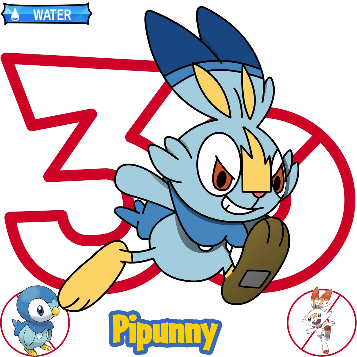 Nerdalachia's tweet image. Pipunny, Rablup, and Empolerace #pokemon #fakemon #fusion #fanart