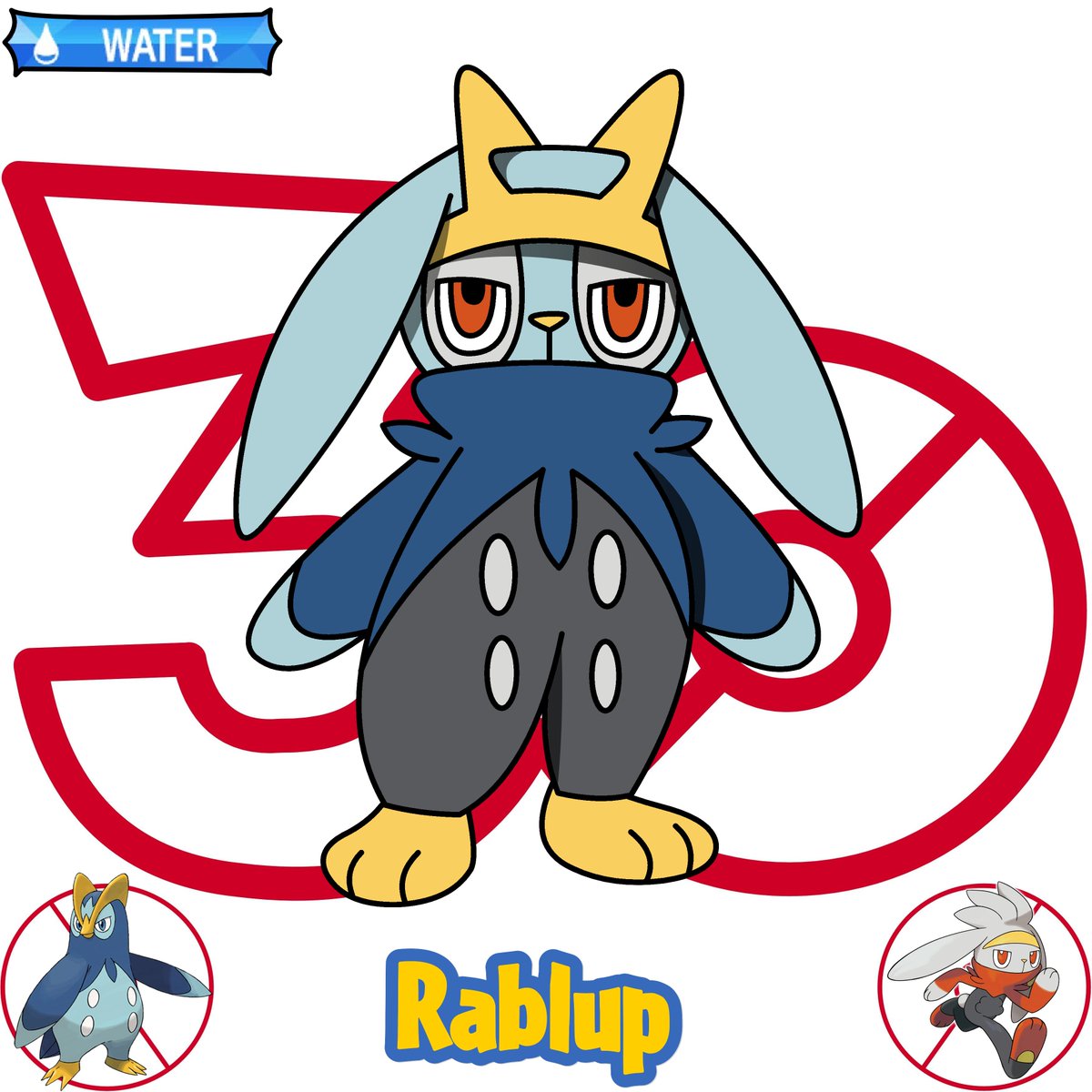 Nerdalachia's tweet image. Pipunny, Rablup, and Empolerace #pokemon #fakemon #fusion #fanart