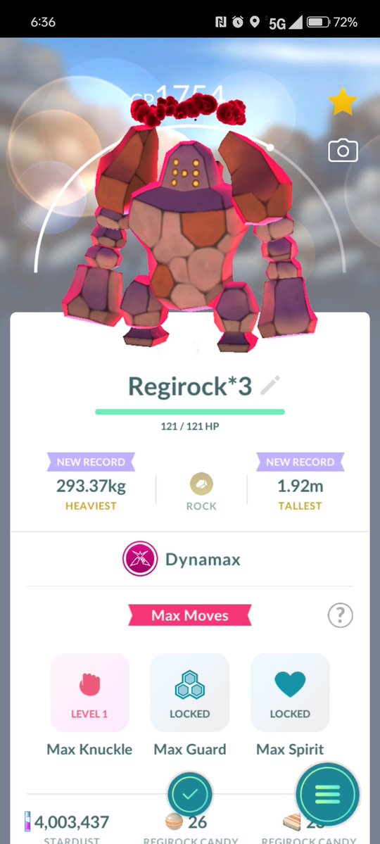 MHunterPhoenix's tweet image. #PokemonGOApp
#ポケモンGO
#PokemonGO
I can't believe I actually got D-Max Regirock.  Actually I gave up back in Ho-oh D-Max Raid bc of the low catch rate. I just had a free Remote Pass. On hand and gave another chance. I'm still pretty skeptical about high level Max Raids