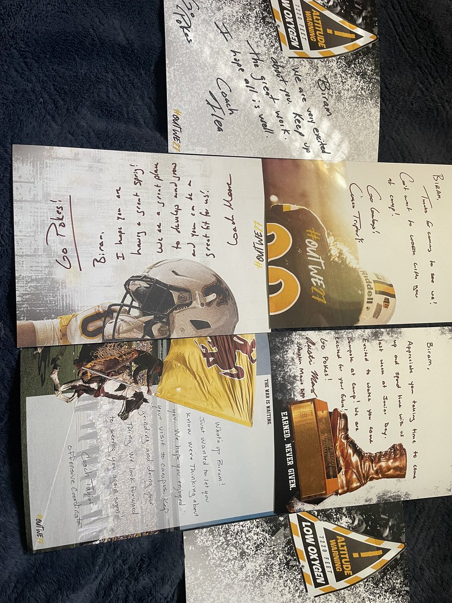 BiramG2027's tweet photo. Thank you to @CoachChristianT ,@Austin_Maus ,@CoachTripodi , Coach Trip , Coach Moore and Coach Bo for the letters. #OutWe27 #GoPokes https://t.co/CnkKAnlqf4