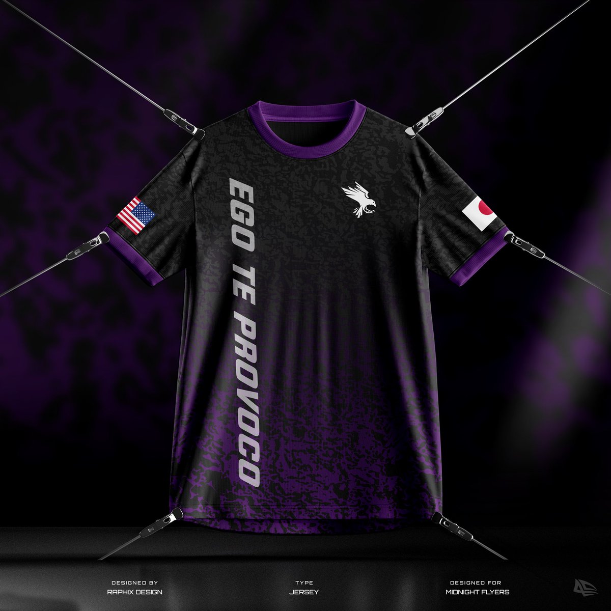 RaphixDesign's tweet image. New kit for the Midnight Flyers. 
We went with a deep purple gradient and a textured "Midnight" camo for this one.
Ready for the stage. 🦅🟣

#RaphixDesign #EsportsDesign #CustomApparel #JerseyConcept #GamingGear